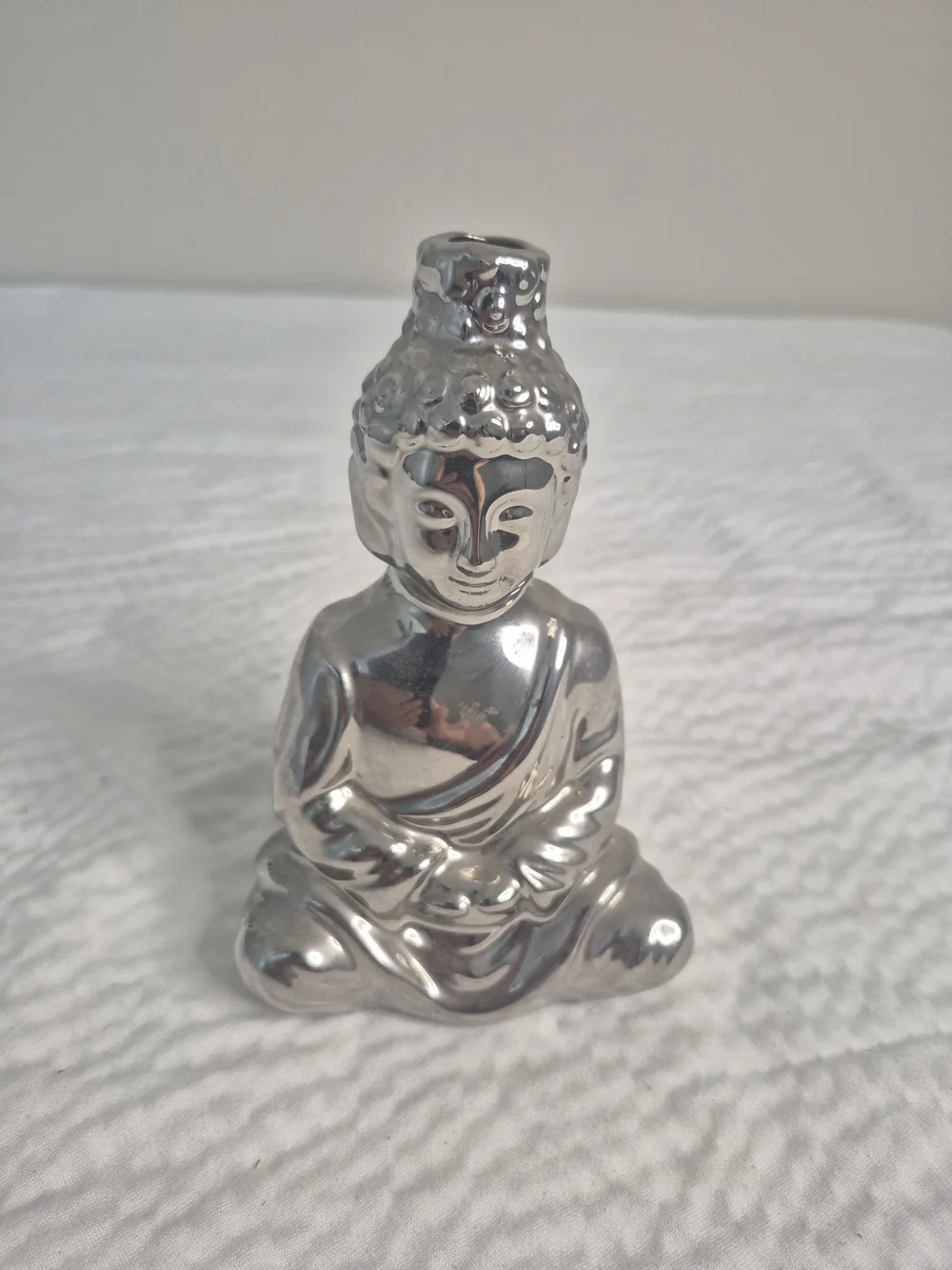 Nanette LeporeSilver Meditating Buddha Figurine, Metallic Ceramic Zen Home Decor
